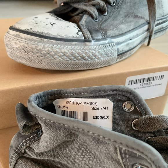 All Saints Men's Distressed Canvas High Top Graphite Sneakers - Picture 4 of 4